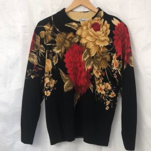 Vintage ‘80s Floral Mock Neck Sweater